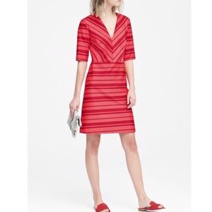 Banana Republic Red and Pink Striped Casual Dress